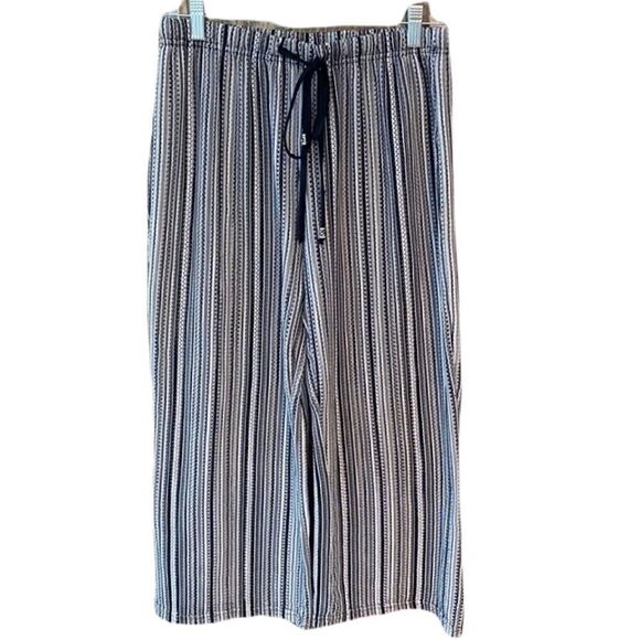 Club Z Collection S Black Stripes Adjustable Sheer Beach Resort Palazzo Pants - Picture 1 of 8